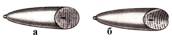 Форма воблера "Орено" и варианты переднего среза: а - плоский; б - вогнутый.